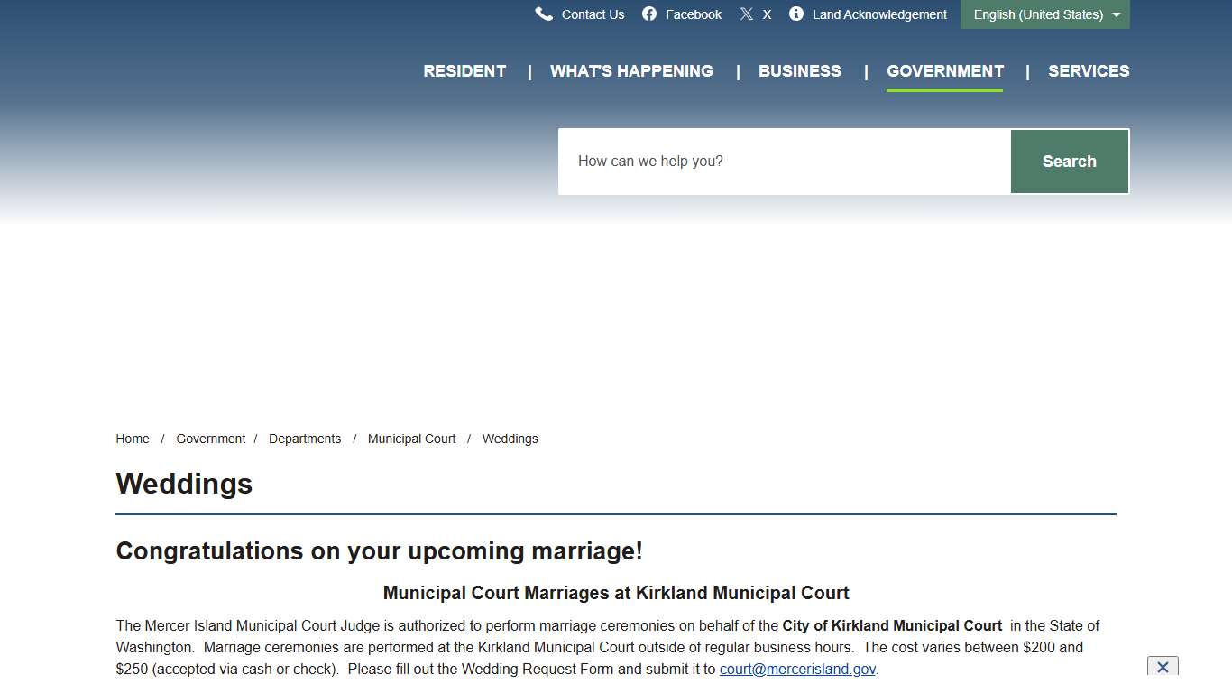 Weddings – City of Kirkland