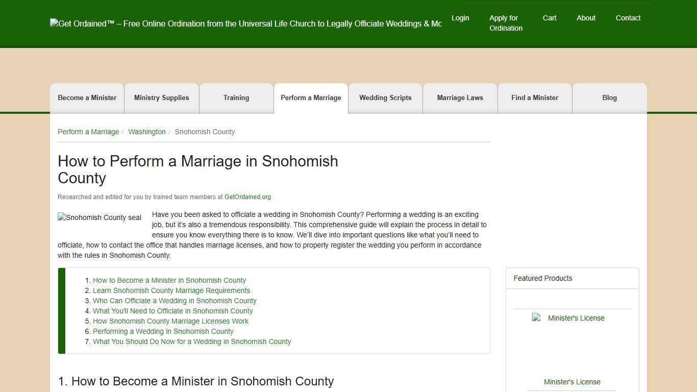 How to Perform a Marriage in Snohomish County - Get Ordained